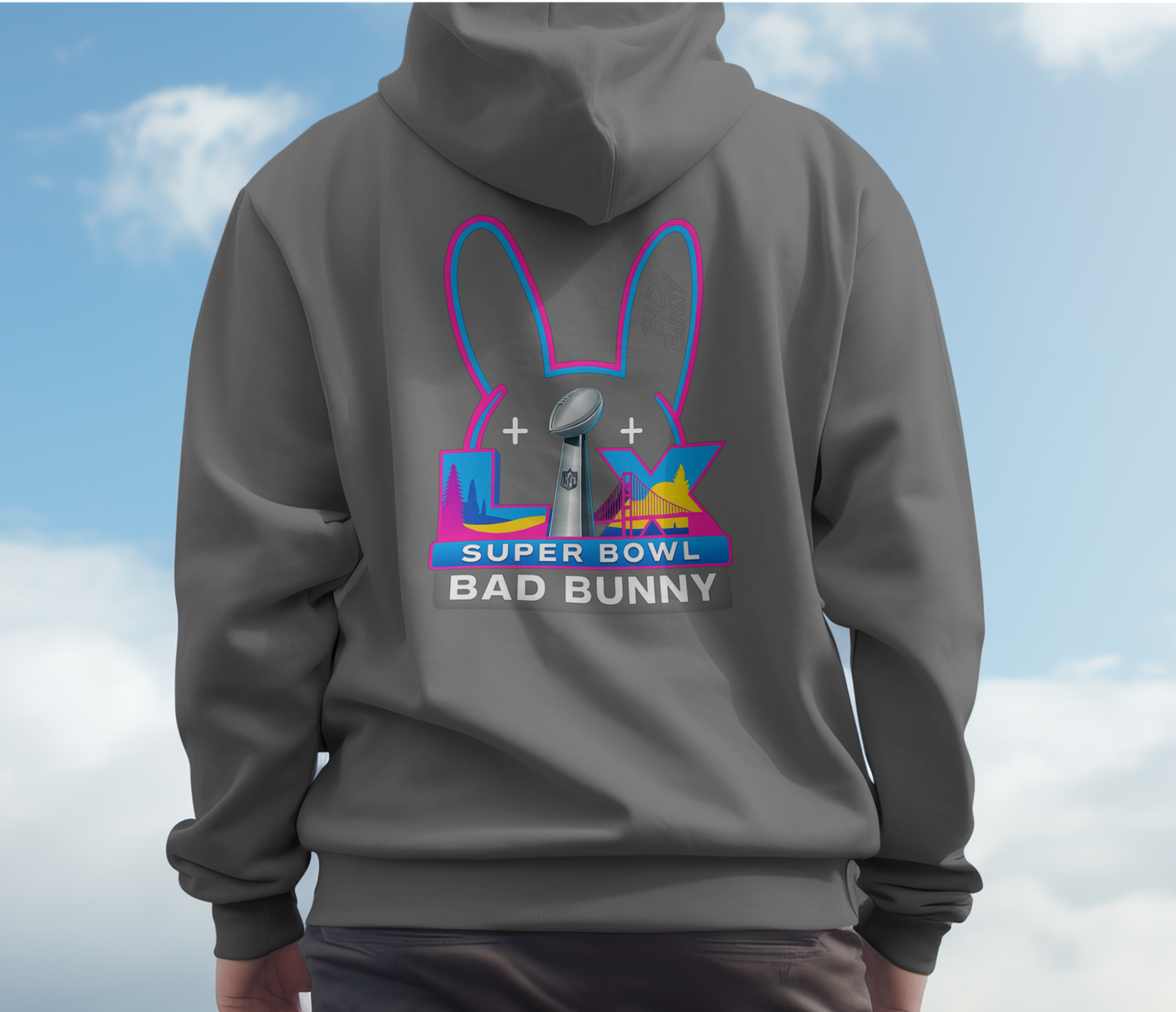 Championship Bunny Graphic Hoodie Straight ears